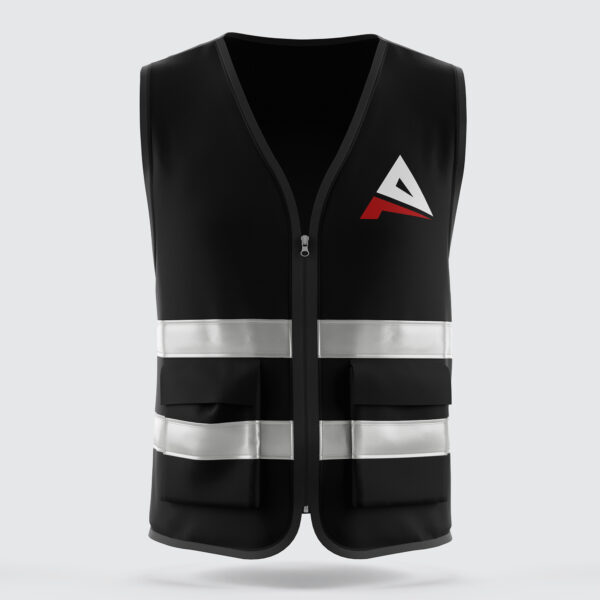 Black Safety Vest Custom Safety Jacket Printing Services Reflective Stripes