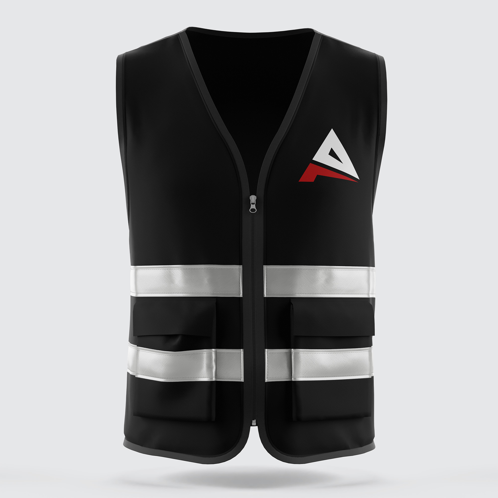 Black Safety Vest Custom Safety Jacket Printing Services Reflective Stripes