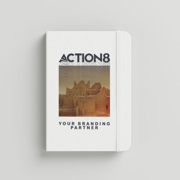 Action8 white custom notebook printing Saudi Arabia